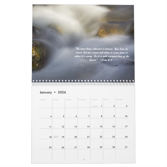 Flockiger Wasser-Schrifts-Kalender Kalender (Jan 2026)