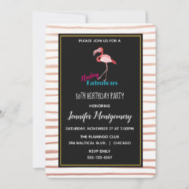 Flocking Fabulous mit rosa Flamingo Birthday Einladung