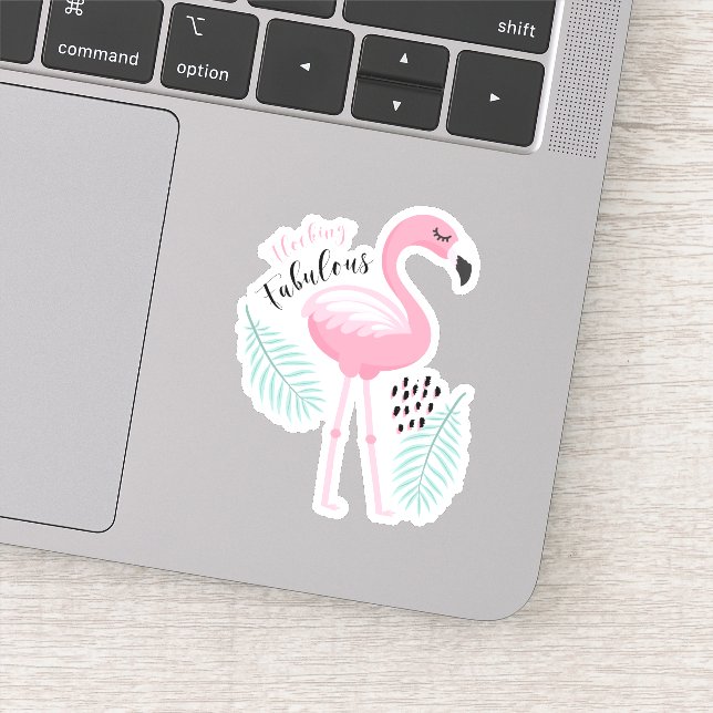 Flocking Fabulous Tropical Pink Flamingo Aufkleber (Detail)