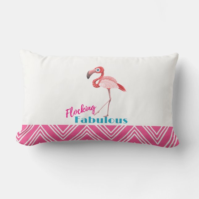 Flocking Fabulous Typografy w/Pink Flamingo Lendenkissen (Vorderseite)