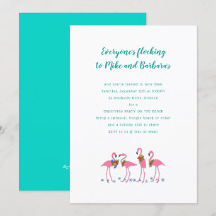 Flocking Flamingos Custom Holiday Party Einladung