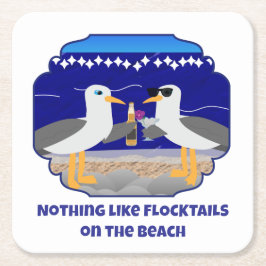 Flocktails am Strand Lustige Möwe Rechteckiger Pappuntersetzer