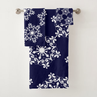 Flocon De Neige Blanc Sur Bleu Sombre