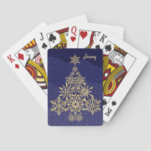 Flocon de neige bleu et or Jeu de cartes Noël