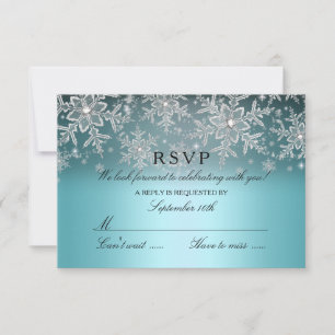 Flocon de Neige Cristal Bleu Réponse RSVP Hiver