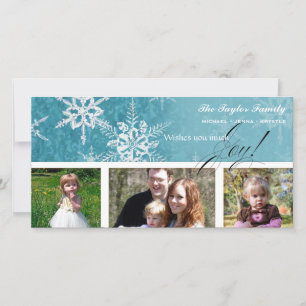 Flocon de neige Damask de Noël - Carte bleue océan