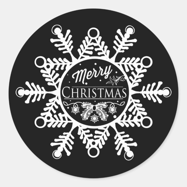 Flocon de neige de Noël | Stickers Vacances Noir (Devant)