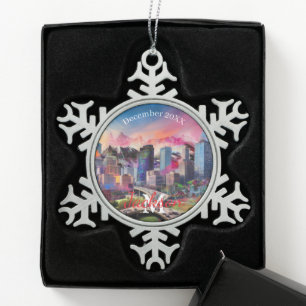 Flocon De Neige Denver Skyline Snowflake Pewer Noël ornement
