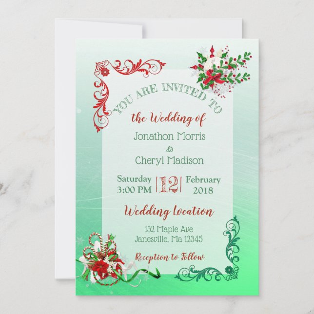 Flocon de neige d'hiver Noël Mariages Invitations (Devant)