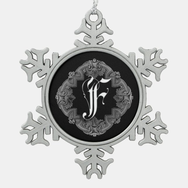Flocon De Neige Élégant Goth Initial F Snowflake Ornement (Devant)