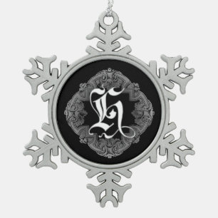 Flocon De Neige Élégant Goth Initial H Snowflake Ornement