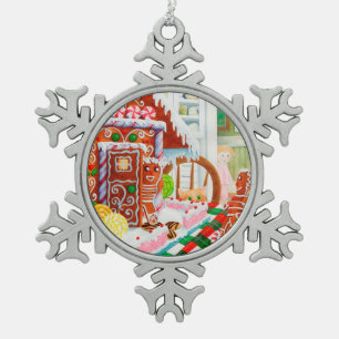 Flocon De Neige GINGERBREAD SURPRISE Pewer Snowflake Ornement