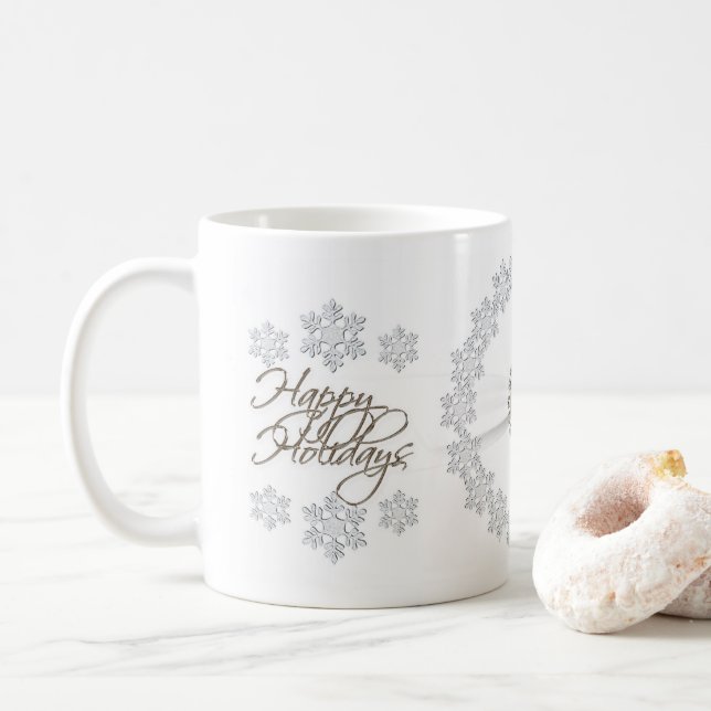 Flocon de neige Joyeux vacances Mug (Avec donut)