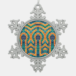 Flocon De Neige MOSAÏQUE D'ICÔNES DORÉES Ornement en étain en form