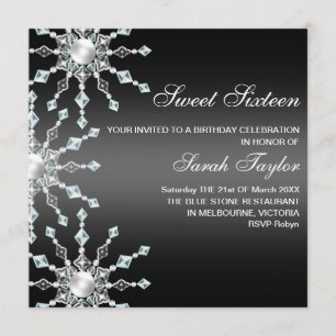 Flocon de neige noir et blanc Shimmer Invitation d