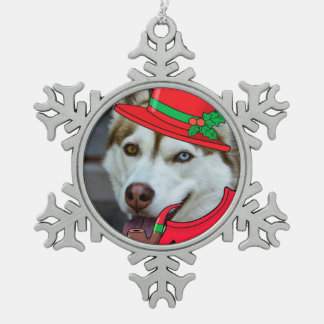 Flocon De Neige Ornement chic Sibérien Husky Père Noël