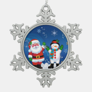 Flocon De Neige Ornement père Noël & Snowman Pewman Snowflake