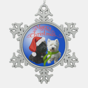 Flocon De Neige Ornement Scottie et Westie