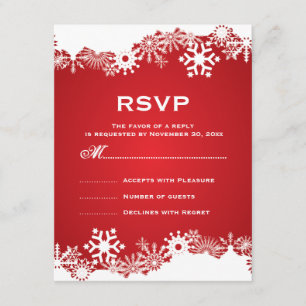 Flocon de neige rouge blanc mariage d'hiver RSVP
