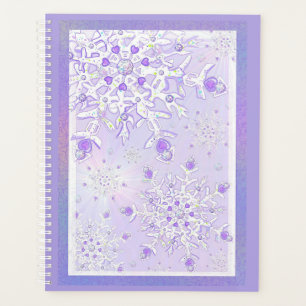 flocon de neige violet clair et coeur étincelant