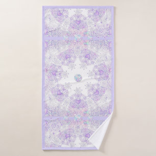 flocon de neige violet clair et coeur étincelant