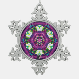 Flocon De Neige Violette Kaleidoscope Snowflake Ornement