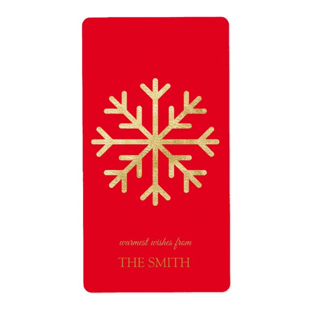 Flocon doré, Joyeux Étiquette de Noël (Devant)