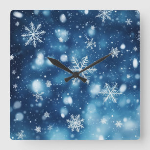 Flocons de neige dans la Nuit – Horloge murale d'h