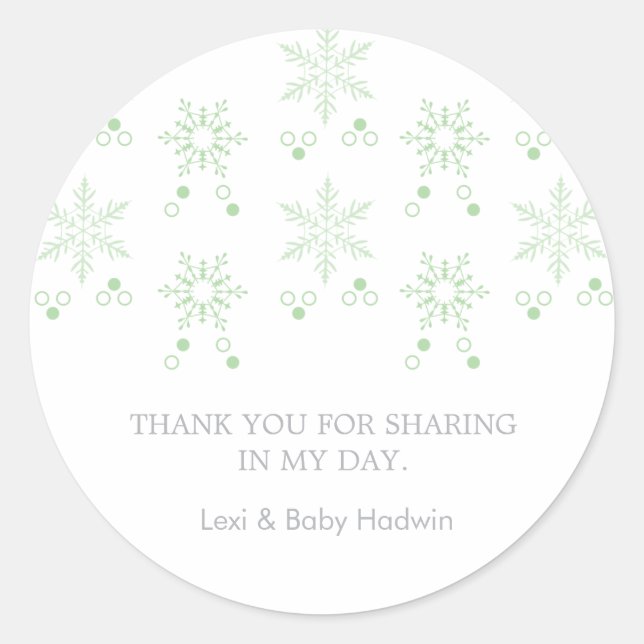 Flocons de neige | Sticker Faveur Baby shower neut (Devant)