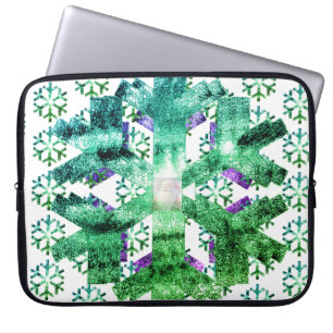 Flocons de neige violets et bleus sur un sac d'éle