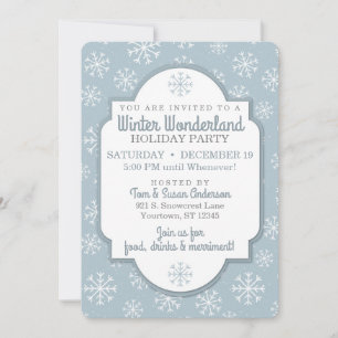 Flocons d'hiver Invitation Moderne Bleue