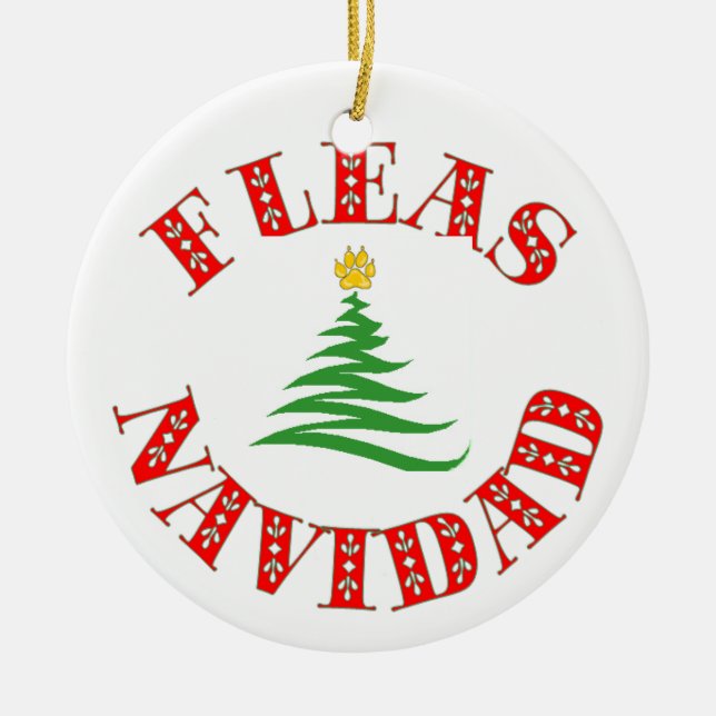 Flöhe Navidad Haustier-Verzierung Keramikornament (Vorne)