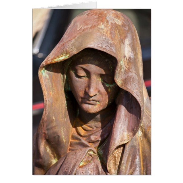 Flohmarkt-Karte - mit Kapuze weibliche Statue (Vorne)
