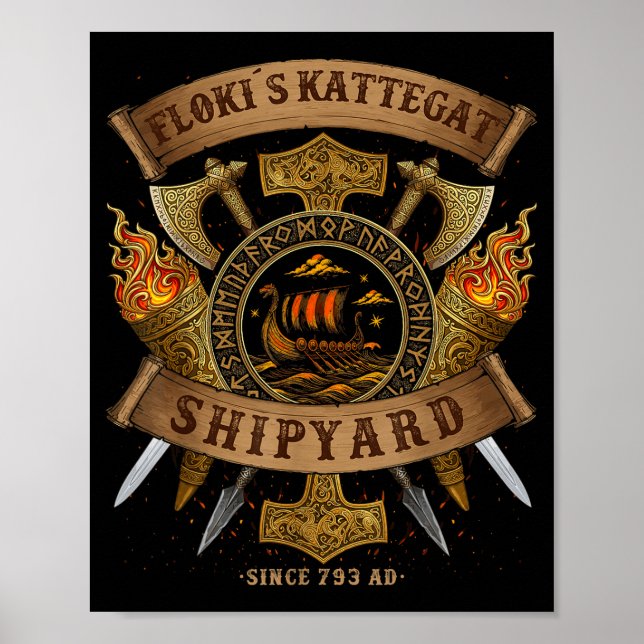 Flokis Werft Kattegat Wikinger-Schiff - Ringerike  Poster (Vorne)