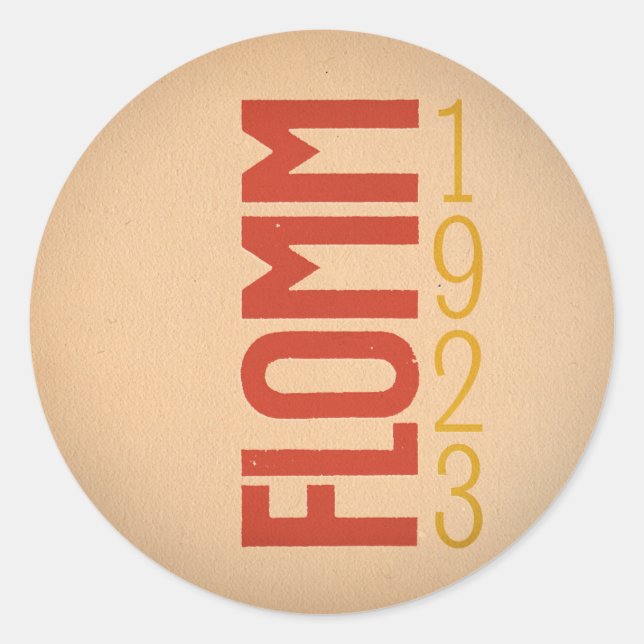 FLOMM 1923 RUNDER AUFKLEBER (Vorderseite)