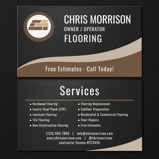 Flooring Installation Metallic Visitenkarte (Von Creator hochgeladen)
