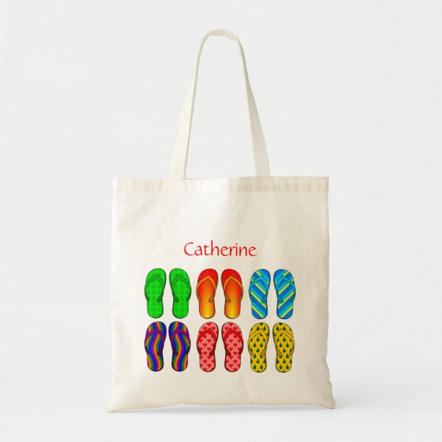 Flop Summer Beach Stripe Personalisierte Option Tragetasche (Vorne)
