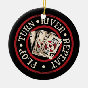 Flop Turn River Repeat Poker Spieler Kartenspiel Keramik Ornament