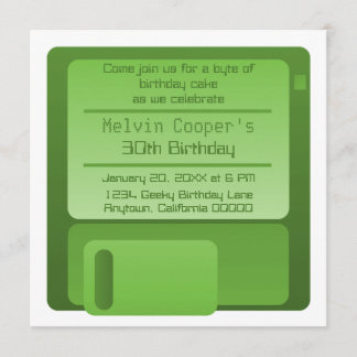 Floppy Disk Geek Geburtstagsparty Einladung, Green Einladung