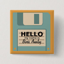Floppy Diskette Personalized Name Badge