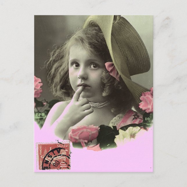 Floppy Hat Girl Postcard Postkarte (Vorderseite)