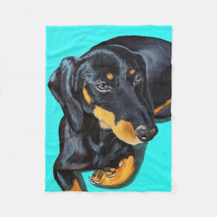 Floppy the Miniature Dackel Painting Fleecedecke