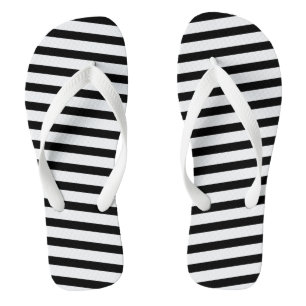 Flops à tongs adultes - Bandes noires et blanches