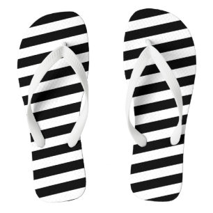 Flops à tongs adultes - Bandes noires et blanches