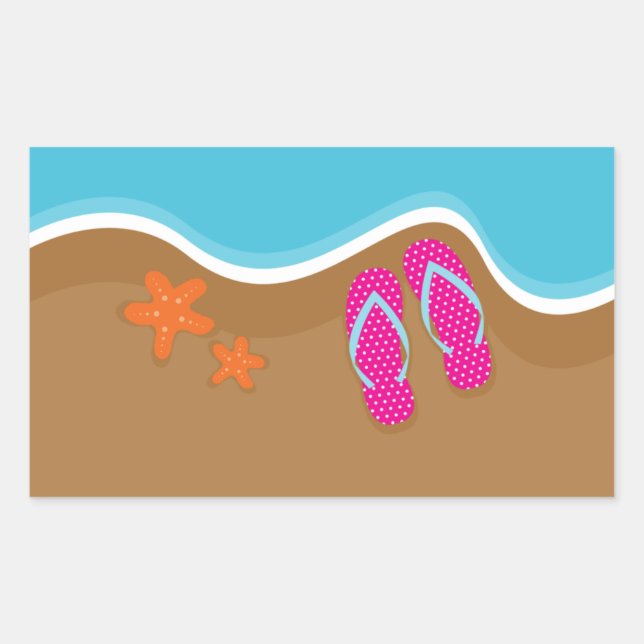 Flops auf dem Sand spiegeln Rechteckiger Aufkleber (Vorderseite)