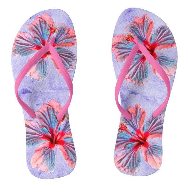 Flops für Frauen mit bearbeiteten Hibiskus-Blume s Flip Flops (Fußbett)
