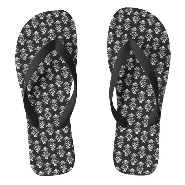 Flops kippen/weißer Damast Flip Flops (Fußbett)