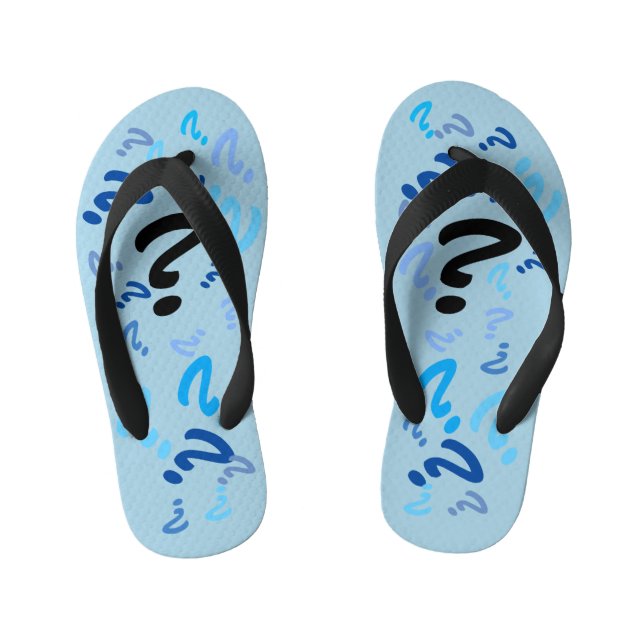 Flops spiegeln - Fragezeichen in Blau Kinderbadesandalen (Fußbett)