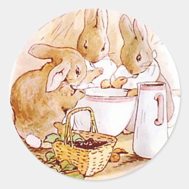 Flopsie Mopsy und Cottontail Beatrix Potter Runder Aufkleber (Vorderseite)