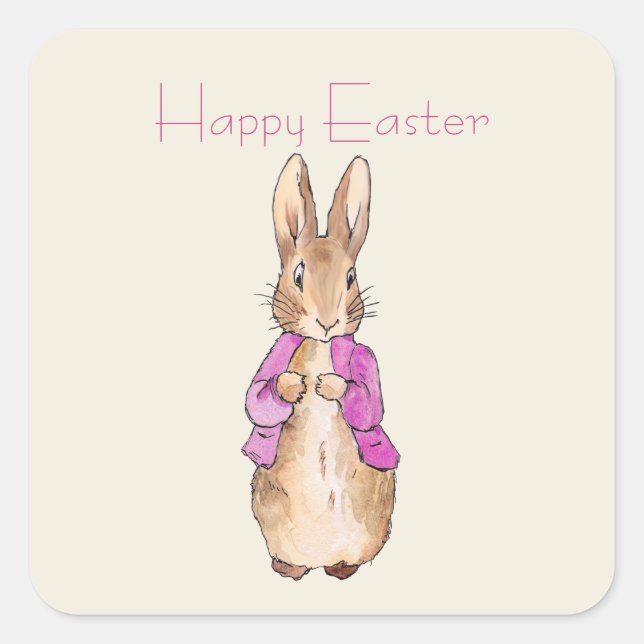 Flopsy Beatrix Potter, das Osterhasen-Kaninchen Quadratischer Aufkleber (Vorderseite)